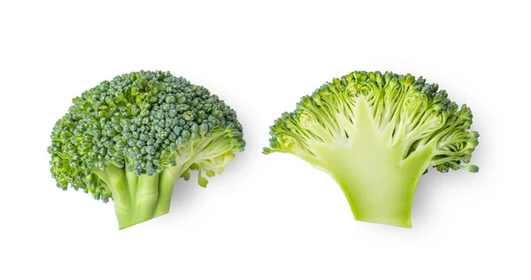 Broccoli freschi isolati su fondo bianco. Vista dall'alto — Foto Stock