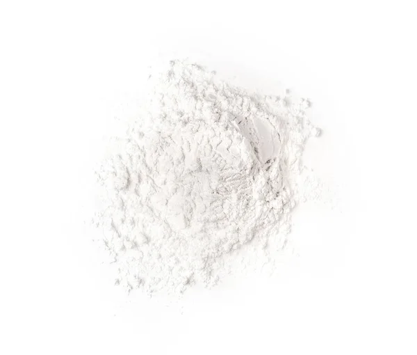 Pile of flour isolated on white background .top view — Stock Photo, Image