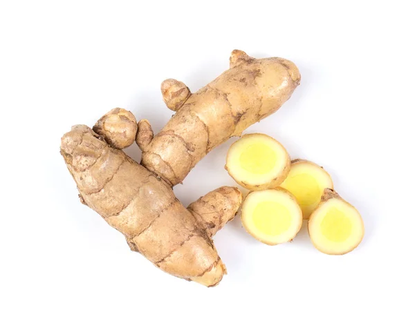 Curcuma bianca isolata su sfondo bianco. vista dall'alto — Foto Stock