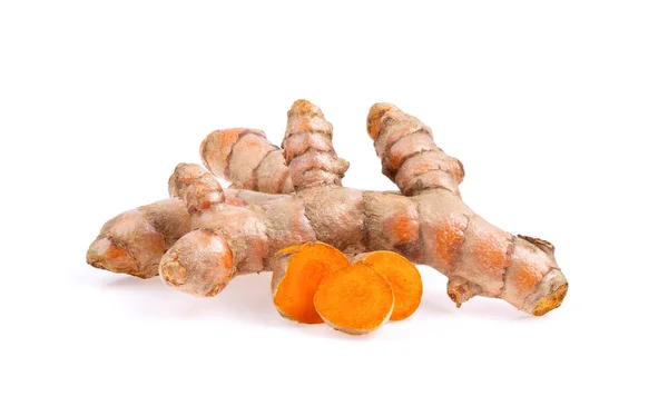 Racines de curcuma isolées sur fond blanc — Photo