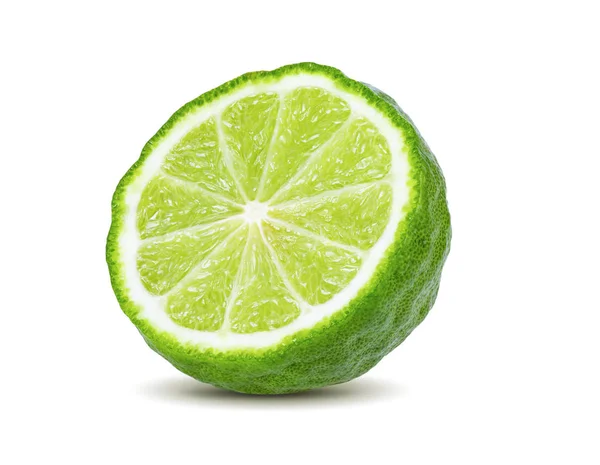 Helft Van Bergamot Kaffir Met Zaden Geïsoleerd Witte Achtergrond — Stockfoto