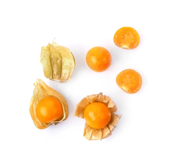 Cape Gooseberry Isolated White Background Top View — Stock Photo, Image
