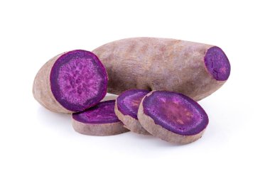 purple yams on isolated white background. full depth of field clipart