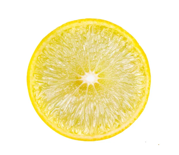 Top View Textured Ripe Slice Lemon Citrus Fruit Isolated White — Stock Photo, Image
