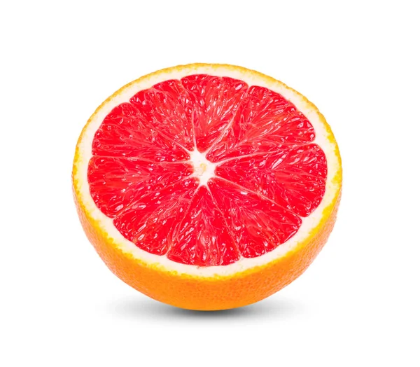 Rodaja Pomelo Naranja Rosa Aislada Sobre Fondo Blanco Profundidad Total — Foto de Stock