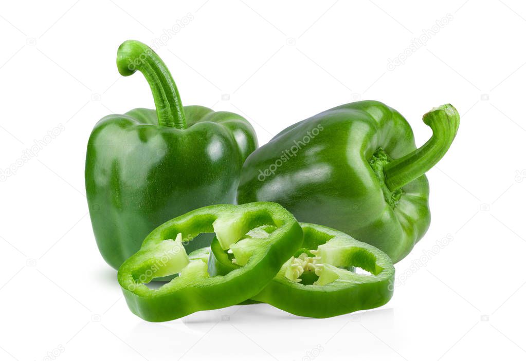 Green pepper full depth of field on white background