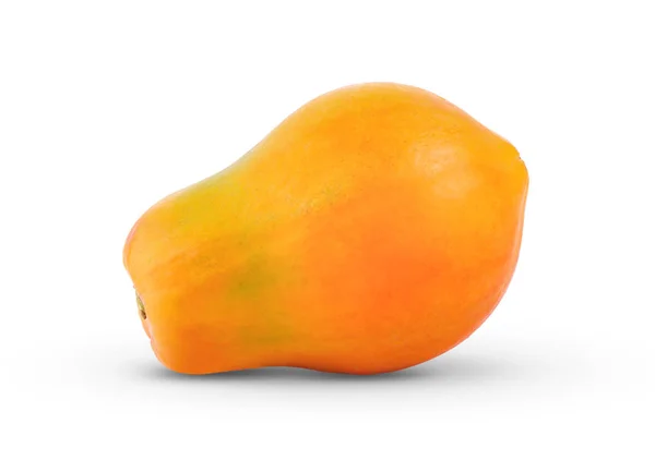 Mogen Papaya Frukt Med Frön Isolerade Vit Bakgrund Fullt Skärpedjup — Stockfoto