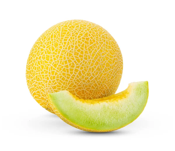 Melon Cantaloup Isolé Sur Fond Blanc Pleine Profondeur Champ — Photo
