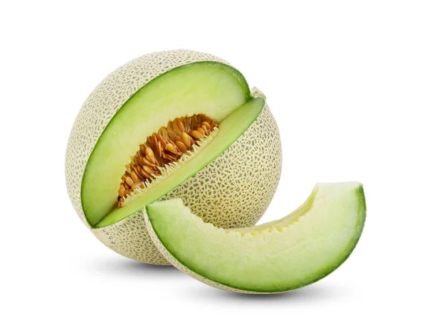 Grön Melon Isolerad Vit Bakgrund Fullt Skärpedjup — Stockfoto