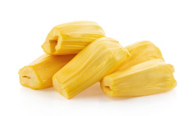 Jackfruit beyaz arkaplanda tam derinlikte izole edildi