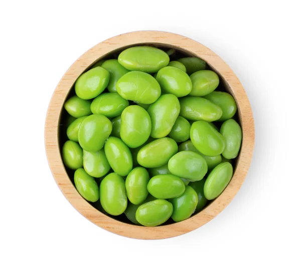 Edamame Green Soy Beans Isolated White Background Top View — Stock Photo, Image