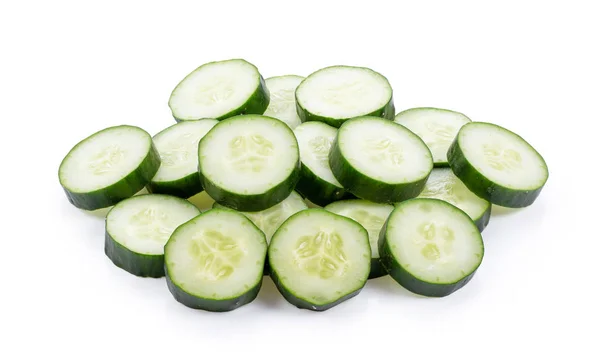 Cucumber Slices Isolated White Background Full Depth Field — Stock Photo, Image