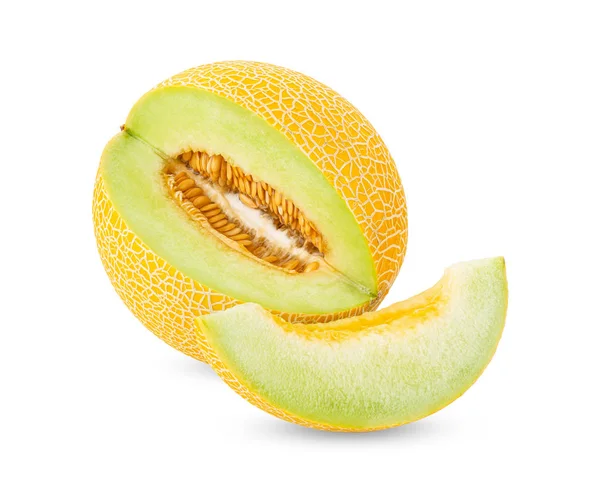 Cantaloupe Melone Isoliert Auf Weißem Hintergrund Volle Schärfentiefe — Stockfoto