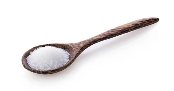 Sugar Wooden Spoon White Background — Stock Photo, Image
