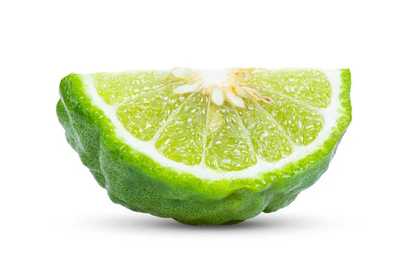 Een Half Bergamotfruit Geïsoleerd Witte Achtergrond — Stockfoto