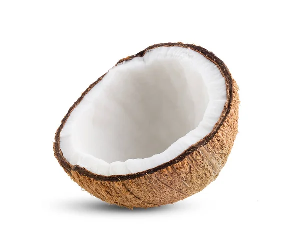 Kokosové Kousky Izolované Bílém Pozadí Plná Hloubka Pole — Stock fotografie