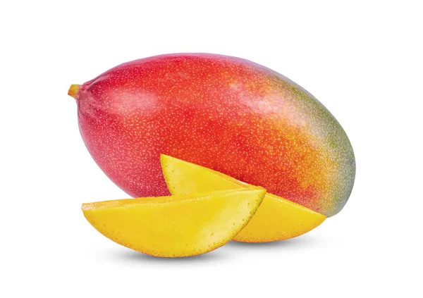 Mango Ovoce Listy Izolované Bílém Pozadí Plná Hloubka Pole — Stock fotografie