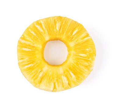 Beyaz arka planda izole edilmiş dilimleri olan ananas. en üstteki görünüm