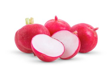 Beyaz arkaplanda küçük bahçe turpu 