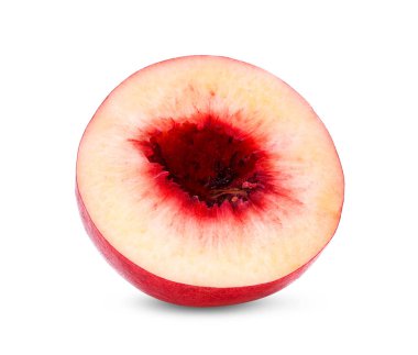 Nektarin meyvesi beyaz arka planda izole edilmiş. tam alan derinliği