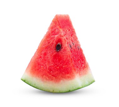 Beyaz arka planda ferahlatıcı karpuz parçalarının yakın plan çekimi.