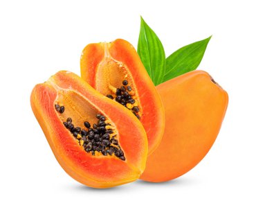 Beyaz arkaplanda yaprak izole papaya