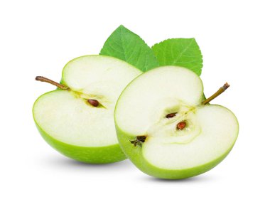  Beyaz Arkaplanda Taze Yeşil Elma İzole Edildi 