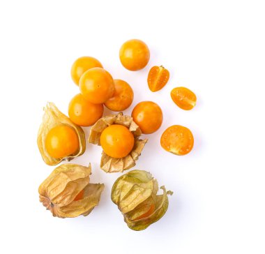 Cape Gooseberry beyaz arkaplan görünümünde izole