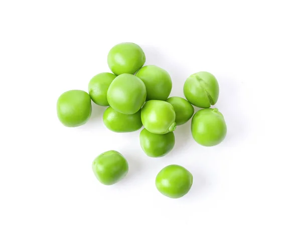 Grüne Erbsen Isoliert Auf Weißem Hintergrund Ansicht Von Oben — Stockfoto