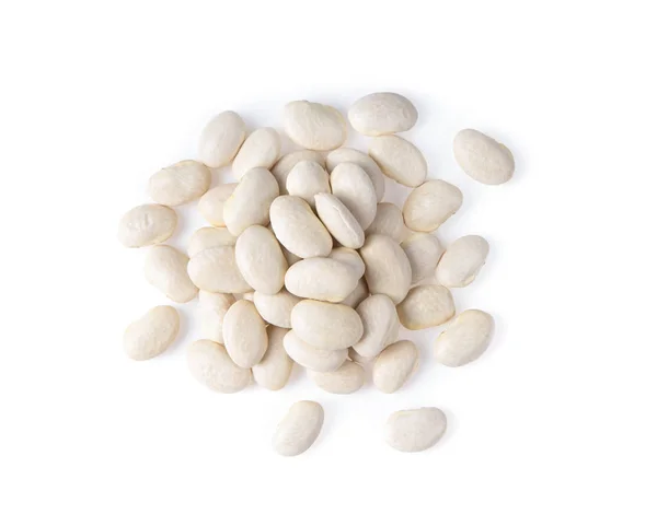 Pile White Beans Isolated White Background Top View — Stock Photo, Image