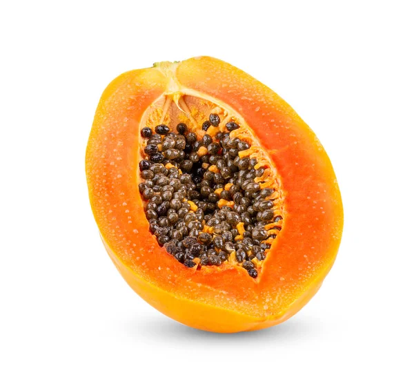 Mogen Papaya Isolerad Vit Bakgrund Fullt Skärpedjup — Stockfoto