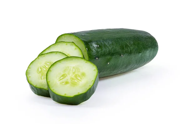 Cucumber Sliced Isolated White Background Full Depth Field — Stock Photo, Image