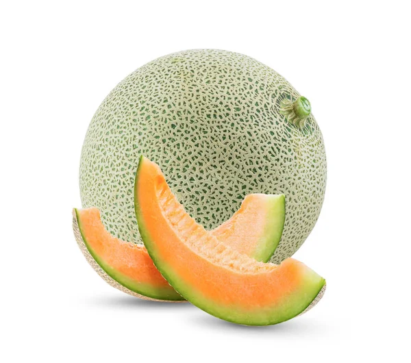 Cantaloupe Meloen Geïsoleerd Witte Achtergrond — Stockfoto