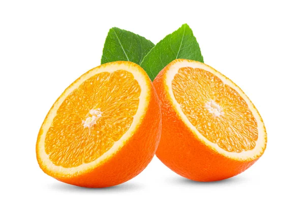 成熟的柑橘类水果 叶在白色背景下被隔离 — 图库照片