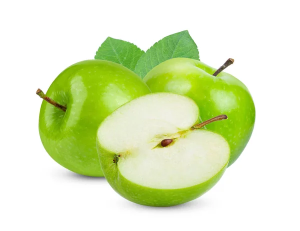 Zelené Jablko Izolovaným Bílém Pozadí — Stock fotografie