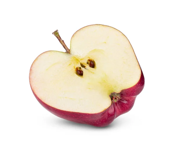 Polovina Červené Jablko Izolované Bílém Pozadí — Stock fotografie