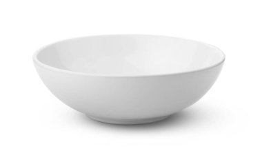 Beyaz arka planda beyaz seramik kasesi