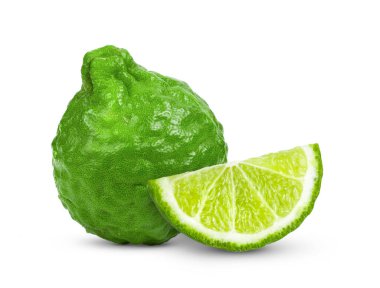 bergamot ya da kaffir beyaz arkaplanda izole edildi