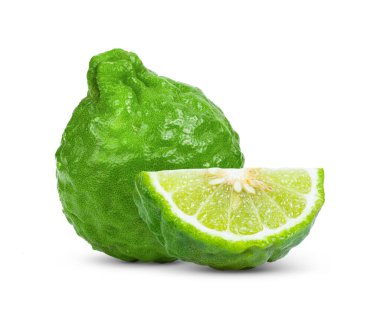 bergamot ya da kaffir beyaz arkaplanda izole edildi