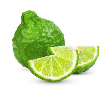 bergamot ya da kaffir beyaz arkaplanda izole edildi