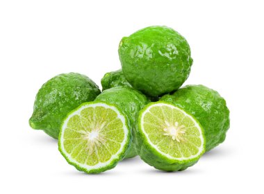 bergamot ya da kaffir beyaz arkaplanda izole edildi