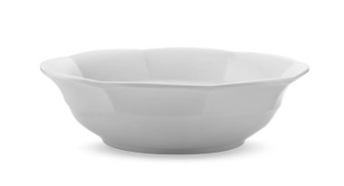 Beyaz arka planda boş beyaz kase izole