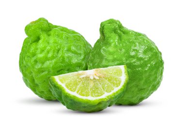 bergamot ya da kaffir beyaz arkaplanda izole edildi
