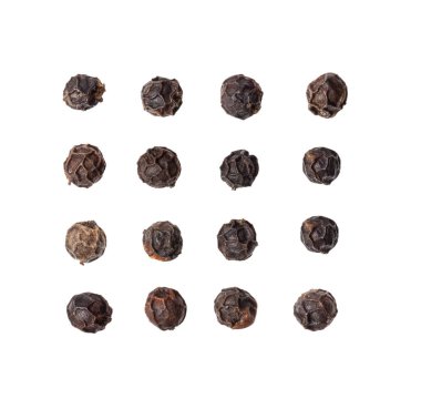 Beyaz arka planda izole edilmiş biberli mısır. en üstteki görünüm