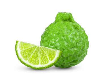 bergamot ya da kaffir beyaz arkaplanda izole edildi