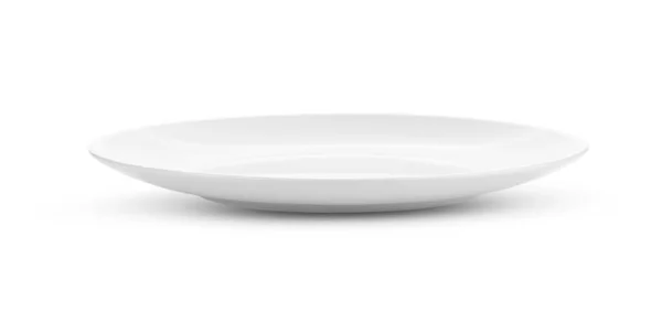 Empty Ceramic White Plate Isolated White Background — Stock Photo, Image