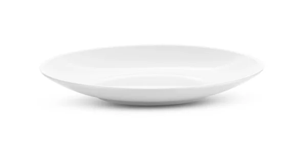 Empty Ceramic White Plate Isolated White Background — Stock Photo, Image