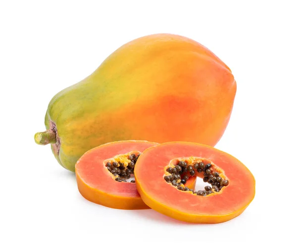 Ripe Papaya Fruit Isolated White Background Full Depth Field — Stock Photo, Image