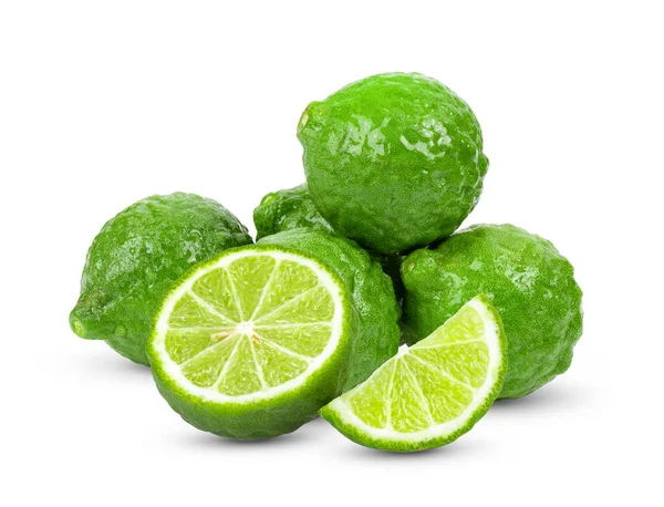 Bergamot Kaffir Beyaz Arkaplanda Tam Derinlikte Izole Edildi — Stok fotoğraf