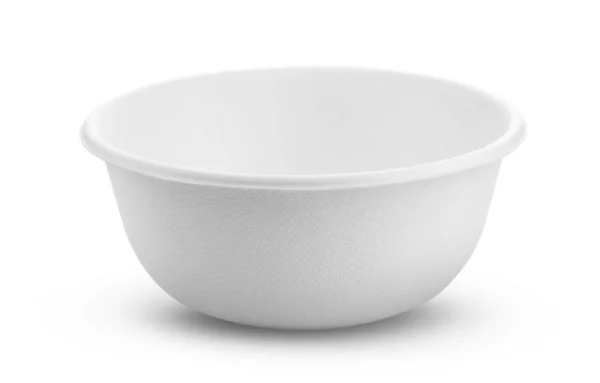 纸碗食物容器 白色背景隔离 — 图库照片